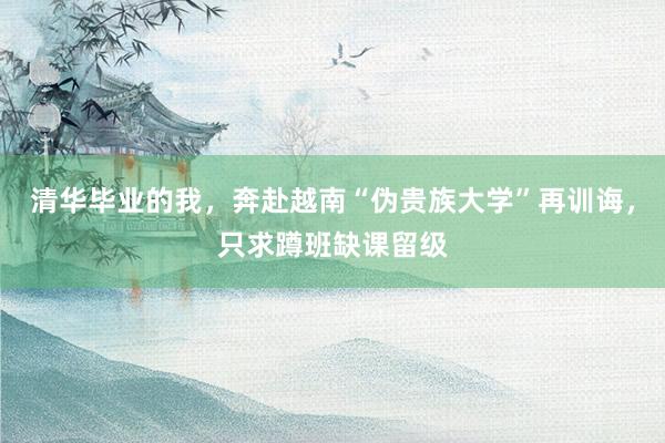 清华毕业的我，奔赴越南“伪贵族大学”再训诲，只求蹲班缺课留级