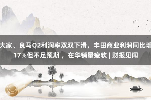 大家、良马Q2利润率双双下滑，丰田商业利润同比增17%但不足预期 ，在华销量疲软 | 财报见闻